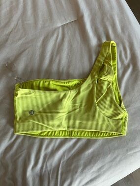 Electric Lemon One-Shoulder Ribbed Yoga Bra